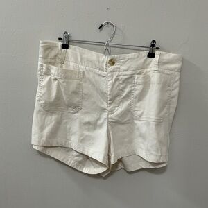 Maeve Shorts Womens Cream The Colette Linen Blend High Rise Anthropologie sz 16